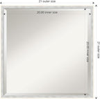 Amanti Art White Wall Mirror 21x21 Paige White Silver Square Bathroom Mirror for Wall Decor Living Room, Medium Modern Wood Frame, Hangs Horizonally and Vertically, Bathroom Decor, Beveled Edge