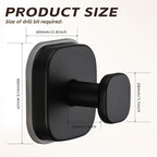 Heavy Duty Reusable Suction Cup Hooks for Kitchen/Bathroom/Shower - Wet-Proof Hooks for Towels, Robes, Loofah&Wreaths/No Drill Mounting on Glass, Tile, Metal (2, Matte Black)