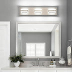 SOLFART Vanity Lighting Over Mirror, 3 Lights Brushed Nickel Bathroom Light, Modern LED Light Fixtures, 5 Color Temperature Adjustable Modern Light for Bathroom