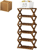 Upgraded The 9-Tier No-Assembly Bamboo Shoe Rack (3–9 Tier), Folding Bamboo Shoe Storage Rack with Zero Assembly Required and Space-Saving Design for Entryway Closet Apartment (Brown, 6 Tier)