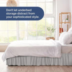 Wrap Around Dust Ruffle Bed Skirt - French Grey - for Full Size Beds w/ 12 Inch Drop - Easy Fit Elastic Strap - Adjustable Pleated Bedskirt w/Brushed Fabric - Wrinkle Free, Women, Men, Kids & Teens