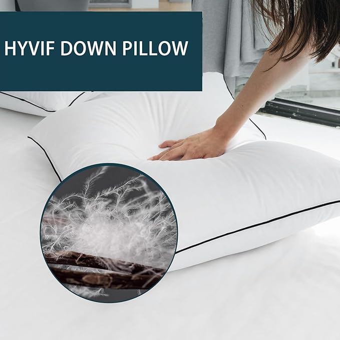 Luxurious Down Pillows - Standard Size, High Fill Power, Breathable Cotton Blend Shell,Down Pillow Ideal for Every Night (White, Queen (Pack of 1))