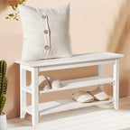Shoe Rack Bench for Entryway with Storage, 32", 3-Tier Wooden Shoe Bench for Hallway, Front Door, Entrance, White