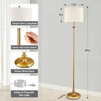 60" Gold Floor Lamp, Standing Lamp for Living Room, Bedroom, Office & Dining Room - Tall Corner Floor Lamps with Pull Chain Switch, Soft Lighting Farmhouse Design - Modern Floor Lamp (Bulb Included)