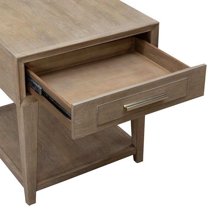 Liberty Furniture Brentwood 3 Piece Living Room Set with Cocktail Table, 2 Drawer End Tables - Sandstone Oak Wood