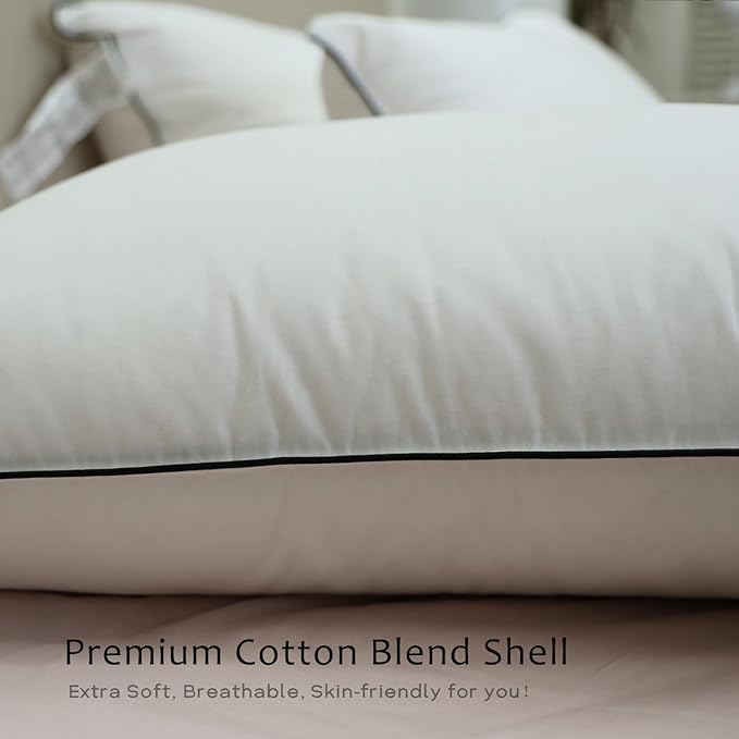 Luxury Down Fiber Pillows Queen Size, Bed Pillows for Sleeping, Pillow for Back, Stomach or Side Sleepers