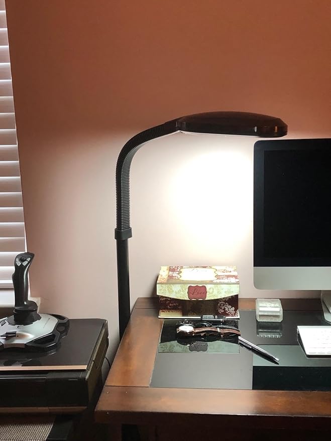 Brightech Litespan - Bright LED Floor Reading Lamp for Over Chair Crafts and Reading, Esthetician Light for Lash Extensions, Gooseneck Adjustable Standing Lamp for Living Room, Bedroom, Office - Black