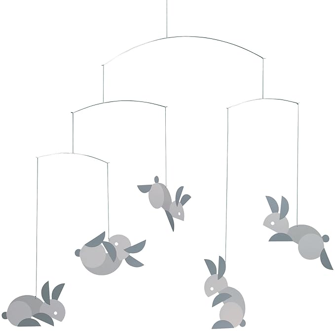 Flensted Mobiles Circular Bunnies Hanging Nursery Mobile - 21 Inches - High Quality Cardboard