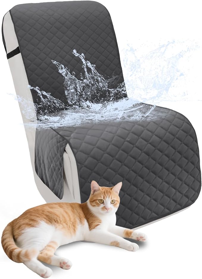 Recliner Sofa Covers 100% Waterproof Velvet L Shape Recliner Couch Covers for Dogs Pets Washable Anti Slip 1 Additional Couch Cover for Reclining Couch (Additional Seat, Dark Gray)