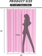 AmazerBath 72x78 Long Shower Curtain Liner, Clear Pink Plastic Shower Curtain Liner, Waterproof PEVA Shower Liner, Cute Lightweight Shower Curtains for Bathroom with 3 Magnets & 12 Rustproof Grommets