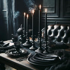 12-Inch Tall Dripless Taper Candles Set of 4 - Black Tapered Candles, Perfect for Halloween - Smokeless, Unscented, Long Burning - Hand Poured, Colored Tall Candlesticks - negras