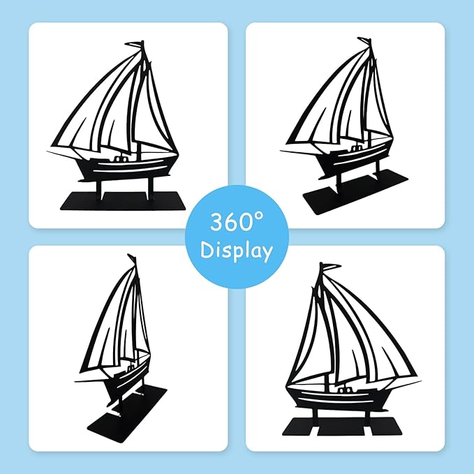 Metal Sailboat Table Decor, Sailing Tabletop Decor, Coastal Sea Metal Decor, Sailboat Decoration, Sail Boat Art Work, Nautical Decoration for Living Room Bookshelf