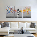 Novatique Banksy Canvas Wall Art Large Graffiti Wall Art Abstract Butterfly Graffiti Poster Modern Street Pop Art Canvas Painting for Bedroom Living Room,24”x 36”x3Pcs