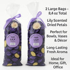Lily Scented Potpourri Bags – 2 Large Packs, 8.4 oz Total – Dried Petals & Botanicals for Bowls & Vases – Long-Lasting Aroma for Home Décor, Office, Bathroom, Gift Use