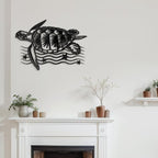 SIGNLEADER Metal Wall Art Decor Turtle Minimalist Modern Abstract Wall Sculpture Hangings Home Decoration for Living Room, Bedroom, Bathroom, Kitchen, Outdoor - 24" Black