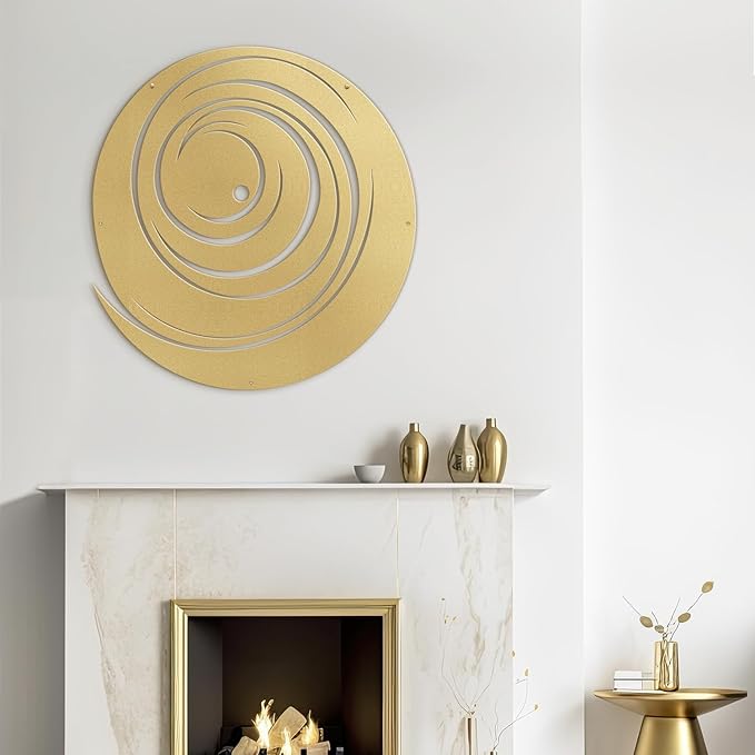 SIGNLEADER Metal Wall Art Decor Color Block Circles Minimalist Modern Abstract Wall Sculpture Hangings Home Decoration for Living Room, Bedroom, Bathroom, Kitchen, Outdoor - 18" Gold