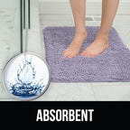 KANGAROO Bathroom Rugs, Chenille Soft Absorbent Bath Rug, Shaggy Shower Mat, Quick Dry Machine Wash Bathmat, Plush Carpet Mats for Tub, Bathtub and Room Home Decor Accessories, 24x17, Light Purple