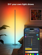Govee RGBIC Floor Lamp Basic, LED Corner Lamp Works with Alexa, 1000 Lumen Smart Modern Floor Lamp with Music Sync and 16 Million DIY Colors, Color Changing Standing Lamp for Bedroom Living Room Black