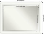 Amanti Art White Wall Mirror 35x45 Craftsman White Rectangle Bathroom Mirror for Wall Decor Living Room, X-Large Casual Wood Frame, Hangs Horizonally and Vertically, Bathroom Decor, Beveled Edge