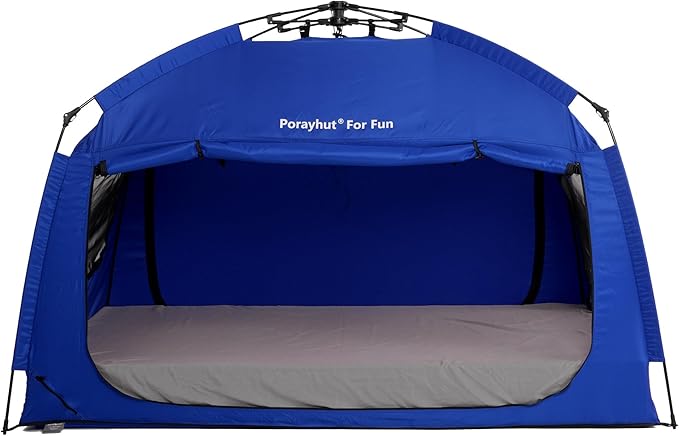 Indoor Instant Privacy Bed Tent for Sleeping,Quick Set-up Bed Canopies,Portable Bed Drapes with Large Space and 3 Doors (Blue, Twin)