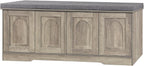 DINZI LVJ Shoe Bench, Entryway Storage Bench with Doors, Cushion, 2-Tier Shoe Rack with 8-Cubby, 47.2”L x 13.8”W Shoe Organizer Cabinet, Adjustable Shelf, Living Room, Bedroom, Gray Wash