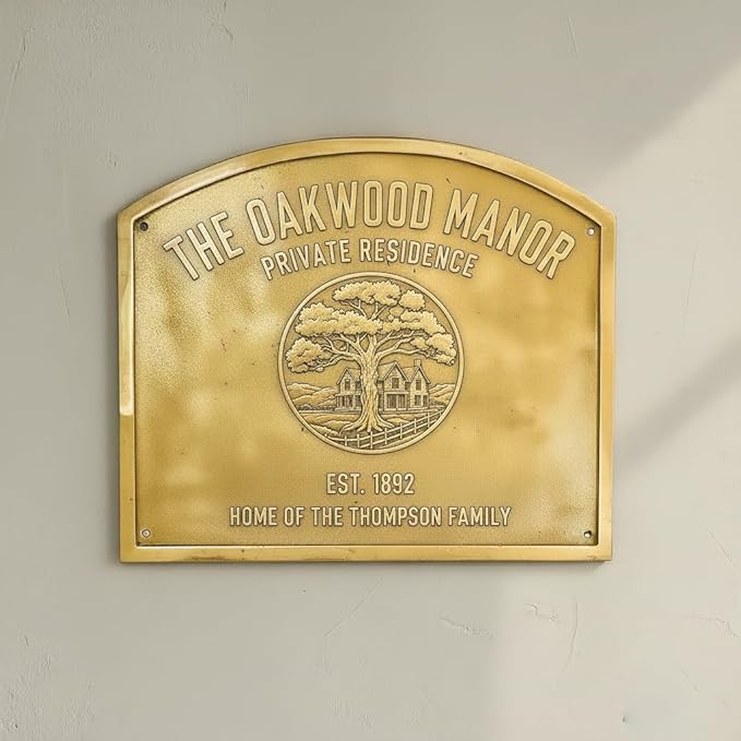 Personalized Plaque | Custom Engraved Wall Plate | Antique Style Name Plate for Home, Office, Shop, Memorial & Decor | Premium Quality Sign (Durable & Elegant) (Brass Plaques, 6"x6"inches)