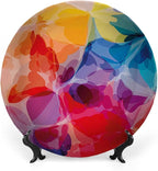 Ceramic Plates, Floral Decorative Ceramic Plates, Vibrant Colors Abstract Creative Watercolor Style, 7 Inch, for Dining, Parties, Wedding, Multicolor