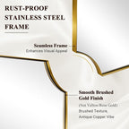 ANDY STAR Gold Scalloped Rectangle Mirror, 24x40 Inch Rectangle Bathroom Mirror, Accent Rectangular Mirror with Scalloped Edge Corner, Brass Bathroom Mirror with Anti-Rust Finish, Horizontal/Vertical