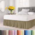 Wrap Around Dust Ruffle Bed Skirt - Khaki - for King Size Beds w/ 15 Inch Drop - Easy Fit Elastic Strap - Adjustable Pleated Bedskirt w/Brushed Fabric - Wrinkle Free - for Women, Men, Kids & Teens