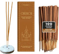 Folkulture Church Incense Sticks with Holder (100 Sticks) | Frankincense & Myrrh Catholic Incense Stick for Prayer|No Charcoal, Non Toxic, 45 Min Burntime Insence-Sticks for Christian Gifts for Women