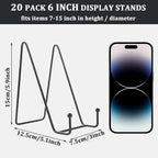 Acrux7 20 Pack Plate Stands for Display 6 Inch Easel Stand, Black Metal Photo Picture Stands, Small Plate Holders Display Stand for Displaying Decorative Plates, Platter, Book, Photo Easel (Black)