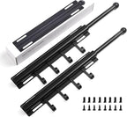 12" Valet Rod for Closet Pull Out With 4 Hooks Valet Rods for Closets (2Pack Black) Closet Valet Rod Slide Out