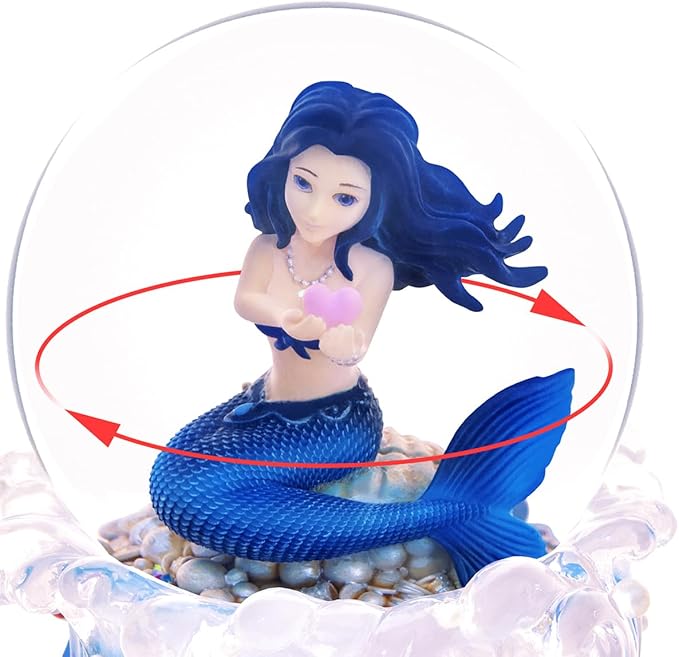 Mermaid Snow Globe Music Box with Light, Ocean Theme Birthday Gift for Girls Daughter Girlfriend Wife Women Anniversary Christmas Birthday Gift Musical Box Play You are My Sunshine