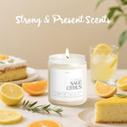 Sage Citrus Candles for Home Scented, 9oz Natural Soy Aromatherapy Non Toxic Candles with Long Lasting Fragrance & Clean Burn, Luxury Jar Candle Gift for Women, Men, Home Decoration, White