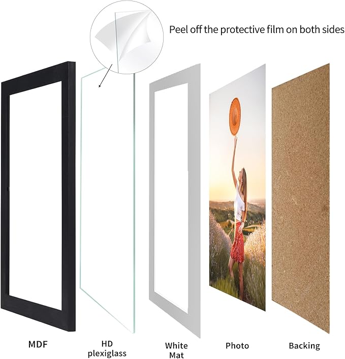 Lyeasw 5x7 Picture Frame Black Set of 15, Display Pictures 6x8 without Mat or 5x7 with Mat, Multi Photo Frames for Wall or Tabletop