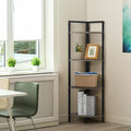 CAPHAUS 4 Tier Corner Shelf, 46.5-Inch Tall Bookshelf, Display Rack With Metal Frame, Round Shelf Unit, Small Stand for Bathroom, Living Room, Home, Office, Dark Grey