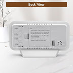 Peakeep Slim Digital Mirror Aesthetic Alarm Clock for Bedrooms Desk Decor, Plug in Electric Big LED Modern Small Clock for Office Living Room, Battery Backup, 6 Dimmers (White)