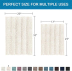 H.VERSAILTEX Ivory Bath Mat Bath Rugs, Extra Thick Striped Bath Rugs for Bathroom 2 Piece Bathroom Set, Anti-Slip Soft Plush Chenille Shaggy Mat Water Absorbent (Ivory, 20" x 32"/17" x 24")