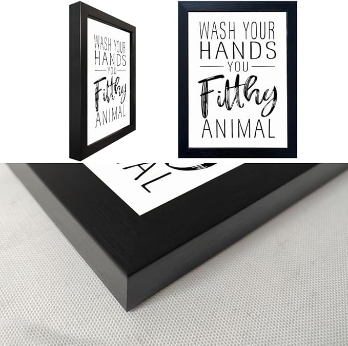 Bathroom Decor Wall Art Black and White Bathroom Decor Signs Print Framed Guest Toilet Art Kid's Washroom Artwork