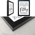 Bathroom Quotes Wall Decor, Black and White Bathroom Wall Art, Toilet Decor Signs Small Black Framed Canvas Art for Kid's Washroom