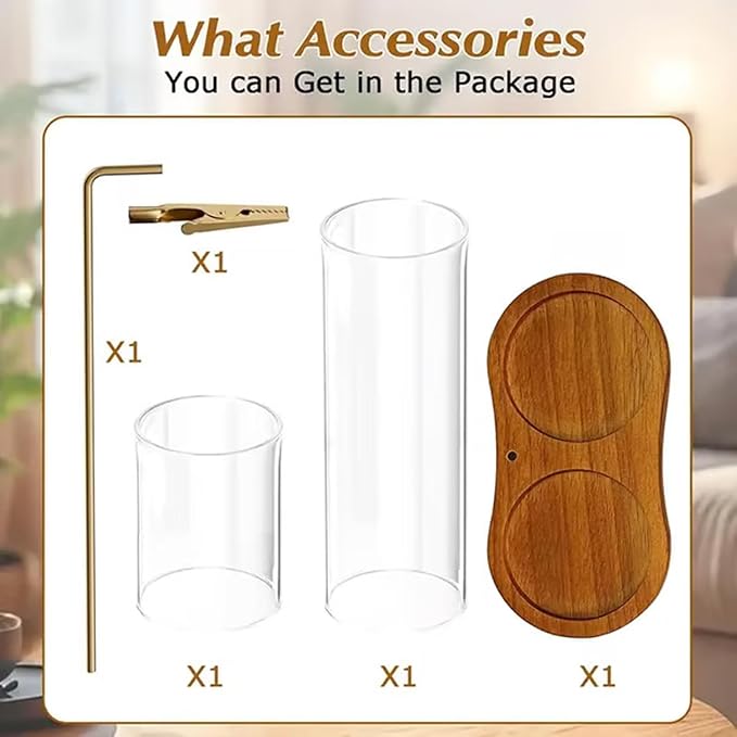 2 in 1 Incense & Candle Holder, 2 in 1 Incense Holder for Sticks with Glass Ash Catcher, Solid Wood Multifunctional Incense Burner, Home Incense Holder, Incense Stick Base (color2)