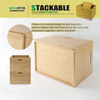 BAMOTTO Lidded Bamboo Storage Bins & Box/Cube/Basket, Home Kitchen and Office Storage Boxes with Handles & Stackable for Organizer Tableware, Crafts, Office Shelf Books, Large, 14.6”x10.2”x9.6”