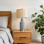 25" Modern Ceramic Lamps Single Table Lamp for Living Room Bedroom Farmhouse Nightstand Bedside Lamps
