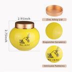 Ceramic Small Urn for Human Ashes Keepsake Mini Decorative Urn with Metal Threaded Lid Secure Seal for Adult or Pet Ashes - Yellow