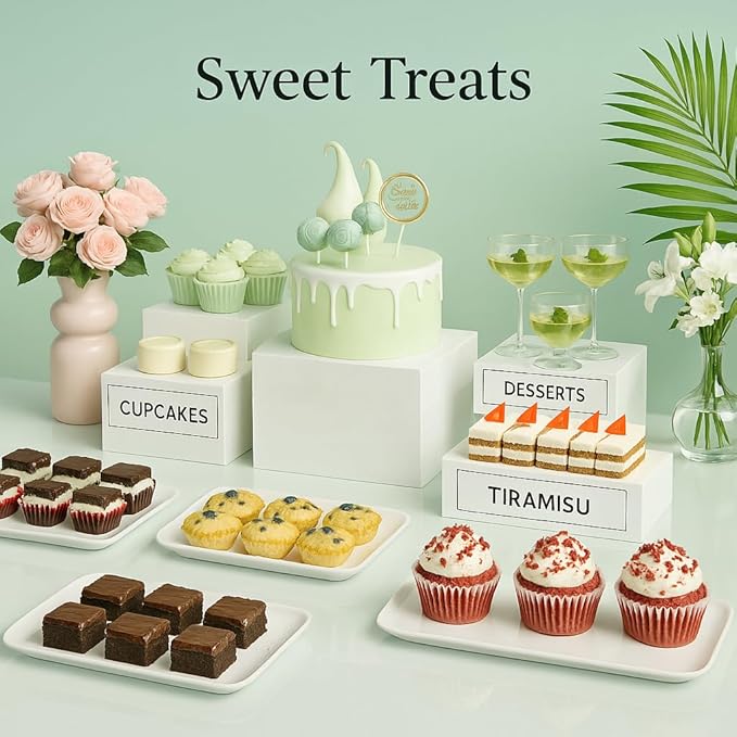 Acrylic Nesting Risers Display Stands Cube Boxes with Hollow Bottoms 6Pcs Whith Acrylic Boxes for Display (Whith)