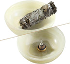 Koville Turkish Natural Marble Incense Holder, 5inch Incense Holders for Sticks, Sturdy Incense Burner Ideal for Meditation and Relaxing, Easy to Clean(Green Onyx)