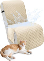 Recliner Sofa Covers 100% Waterproof Velvet L Shape Recliner Couch Covers for Sofa Pets Washable Anti Slip 1 Additional Couch Cover for Reclining Couch (Additional Seat, Beige)