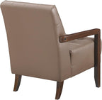 Lexicon Modern Accent Chair, Luxury Genuine Leather Match Living Room Chair with Tufted Cushions, Solid Wood Frame and Arm Rest, Comfy Upholstered Single Seat for Bedroom/Reading/Office, Brown