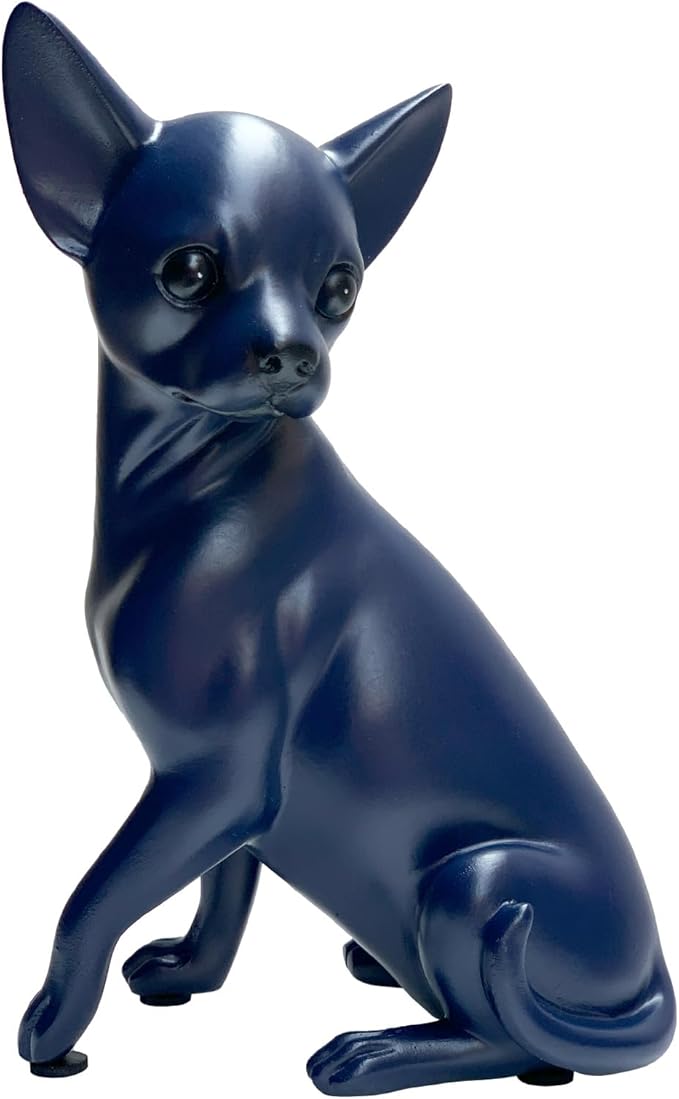 Dog Statue Blue Gifts, Wall Art Shelf Décor Accents Chihuahua Sculpture, Abstract Handcrafted Collectible Animal Dog Figurines for Home Office, Bookshelf, Coffee Table Décor-Blue