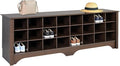 Prepac 24 Pair Shoe Cabinet, Entryway Bench, Mud Room Organization and Storage Bench with 24 Shoe Cubbies, Brown, 15.5"D x 60"W x 20.25"H